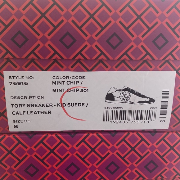 Tory Burch - Tory Sneakers Mint Chip Suede/Calf Leather NWT - Picture 9 of 9